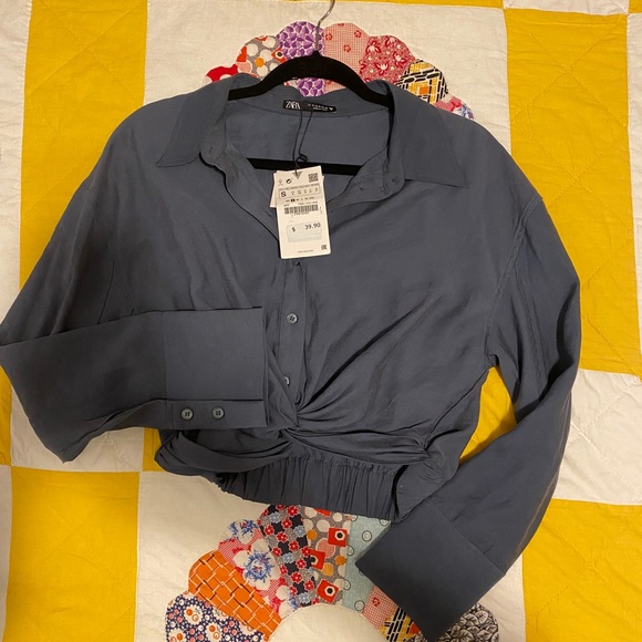 Zara collared button up crop top - Picture 9 of 9